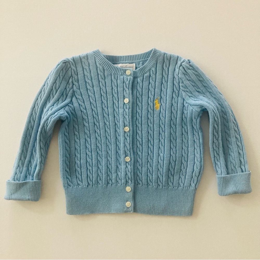 Ralph Lauren 12 Months Baby Blue Knit Cardigan Sweater Spring Easter